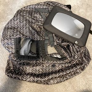 Grocery cart cover and mirror